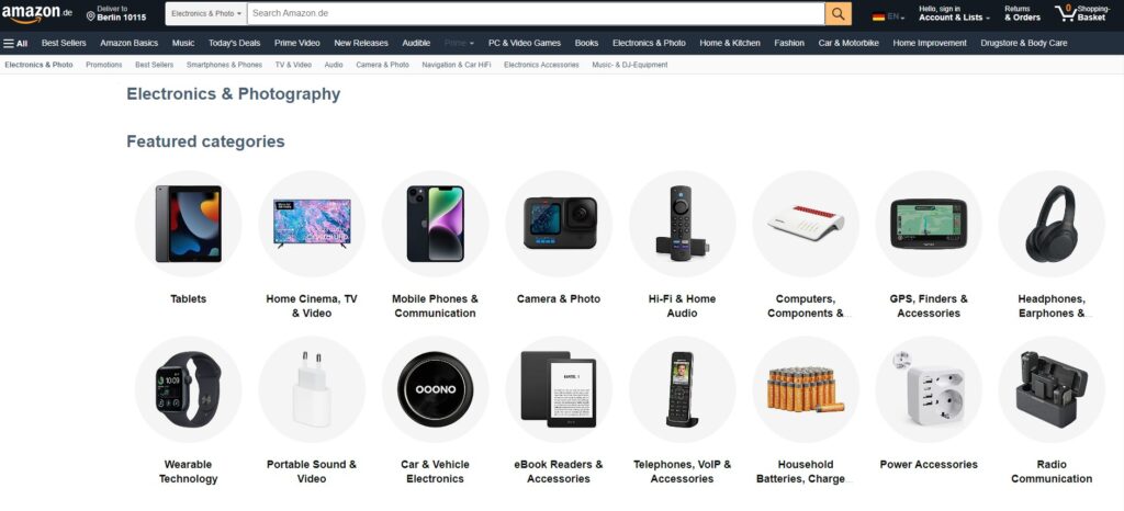 Amazon DE Electronics stores Germany